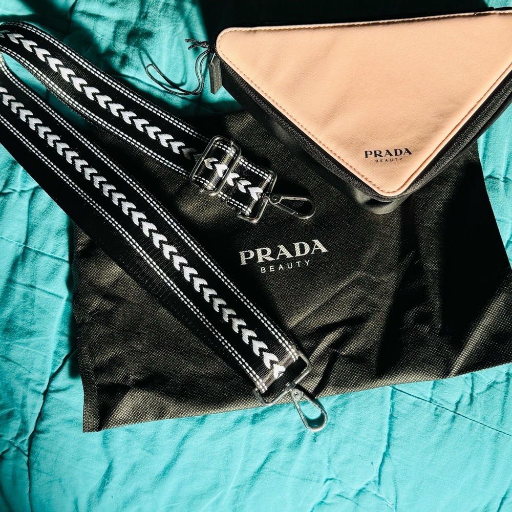 Prada Triangle Nylon Pink & Black Cosmetic Bag